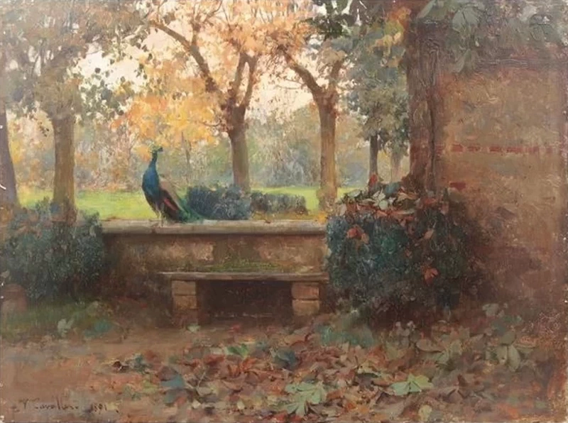 Scorcio di giardino con pavone, 1891